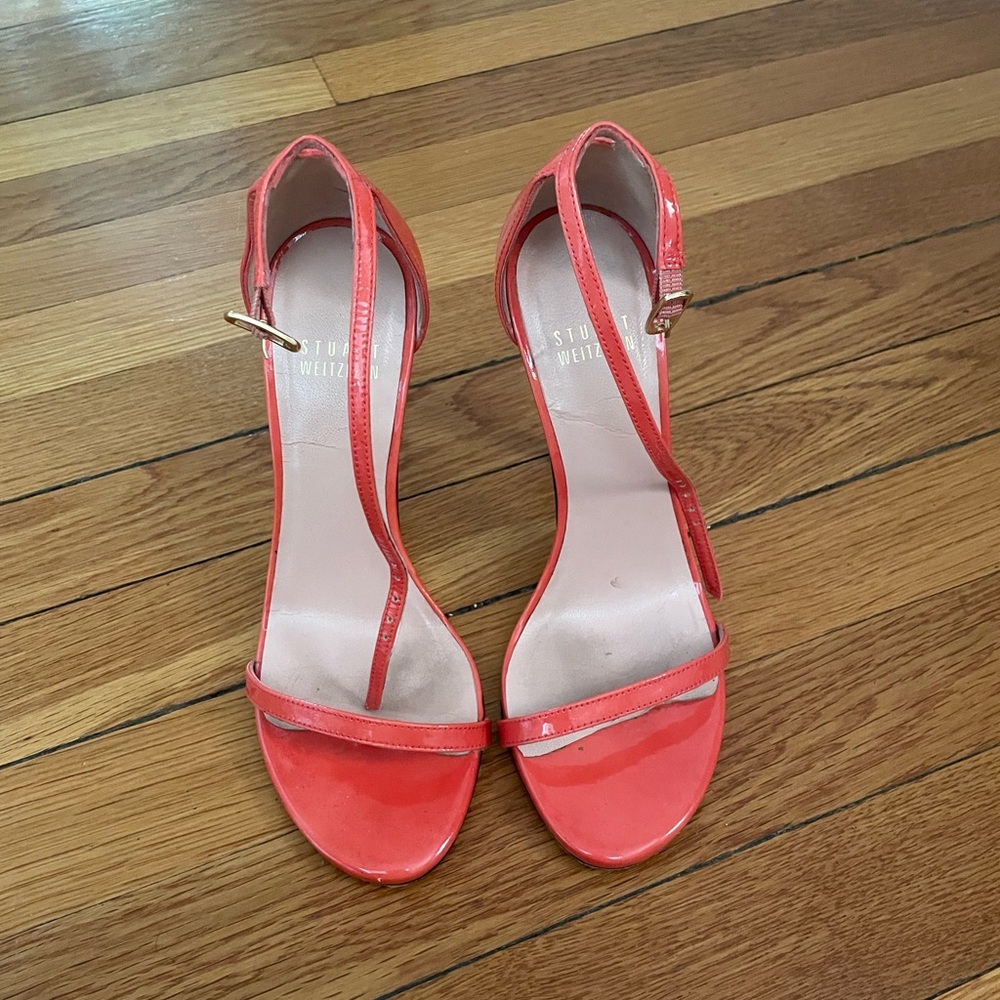 Stuart Weitzman Nudist Coral Patent Leather